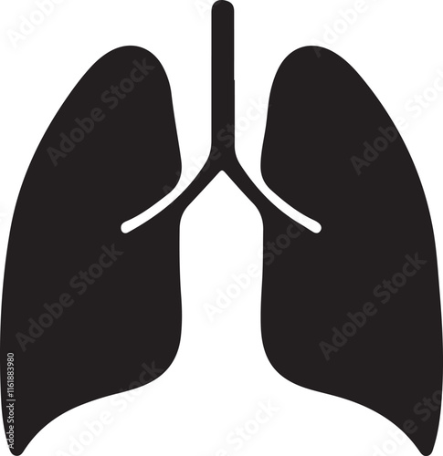 lungs icon silhouette is a minimal-style vector art illustration on a white background.
