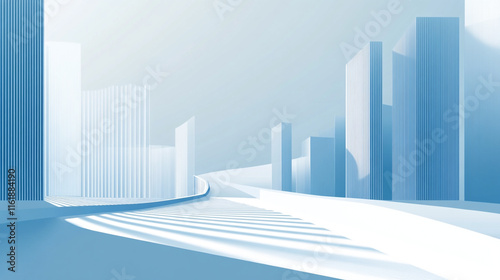 Futuristic City Blueprint in High Detail, A serene landscape featuring a row of white pillars aligned perfectly, 