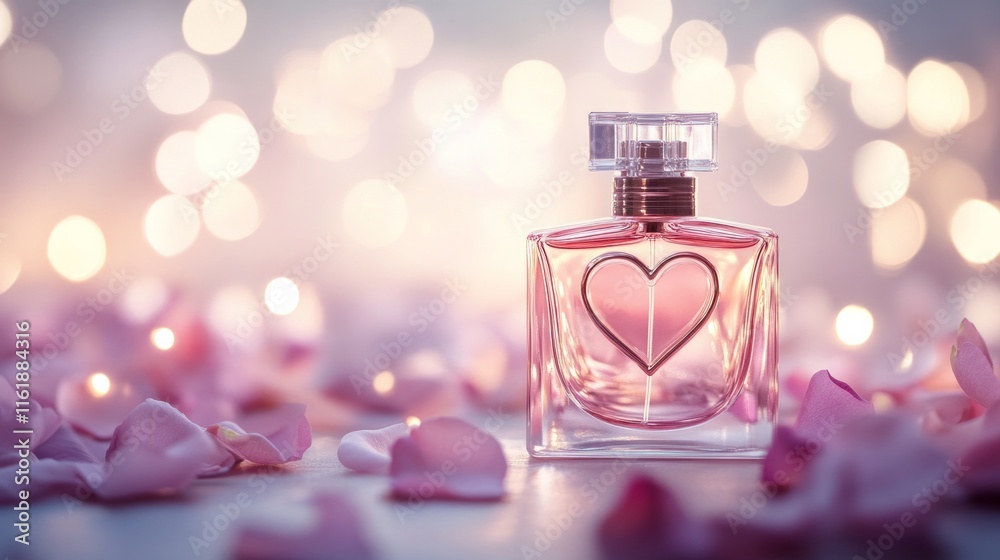A bottle of perfume with a heart on it A bottle of perfume with a heart on it
