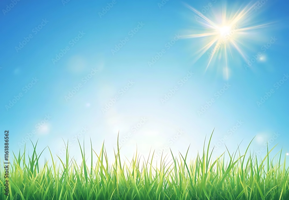 Abstract blurred spring background with sun rays and green grass, earth day concept Abstract blurred spring background with sun rays and green grass, earth day concept