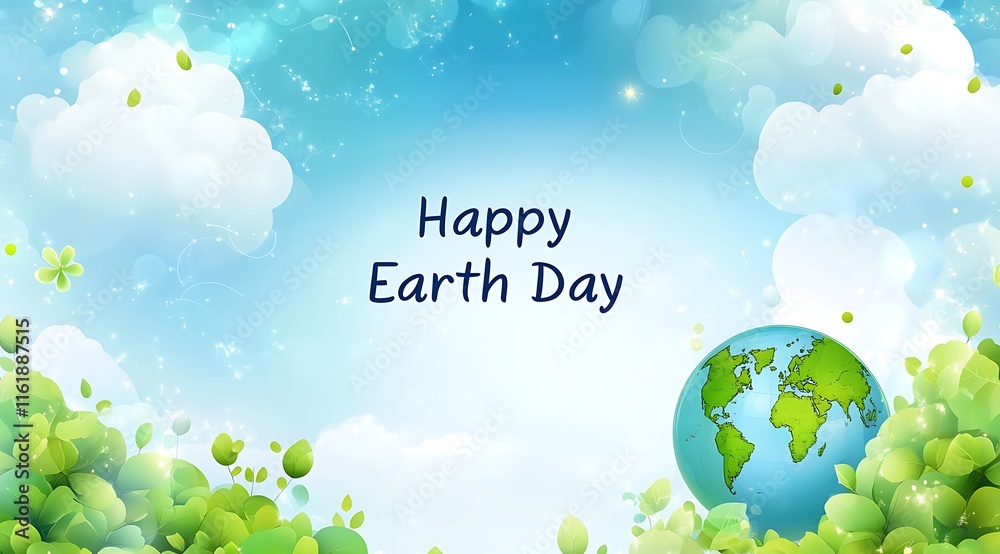 Earth Day banner with text Happy Earth Day on a blue background Earth Day banner with text Happy Earth Day on a blue background
