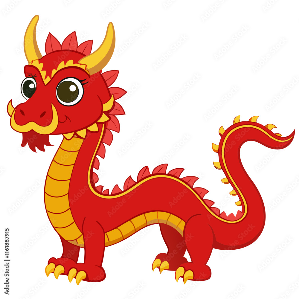 Fototapeta premium red dragon with background