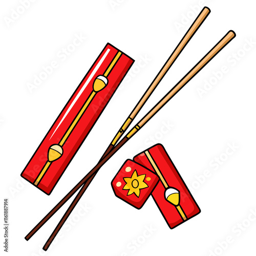 chopsticks on white background