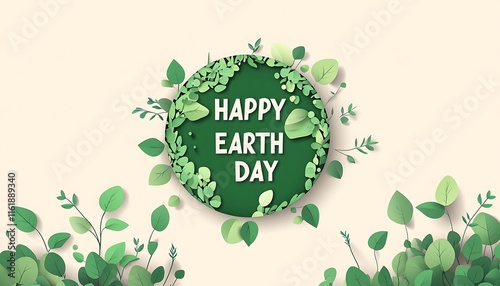 Wallpaper Mural Earth Day poster with green text HAPPY EARTH DAY Torontodigital.ca