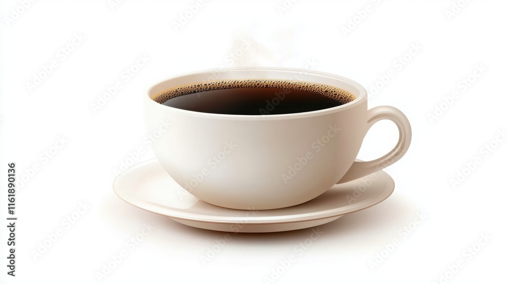White Coffee Cup with Hot Beverage Illustration White Coffee Cup with Hot Beverage Illustration