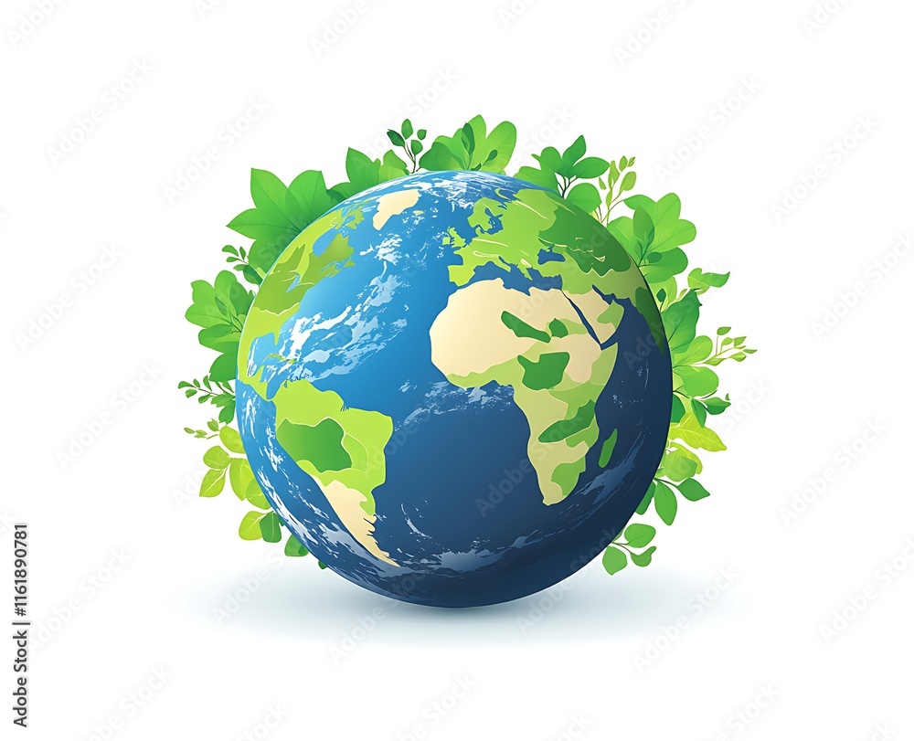 Earth with green forests and blue oceans, earth day concept Earth with green forests and blue oceans, earth day concept