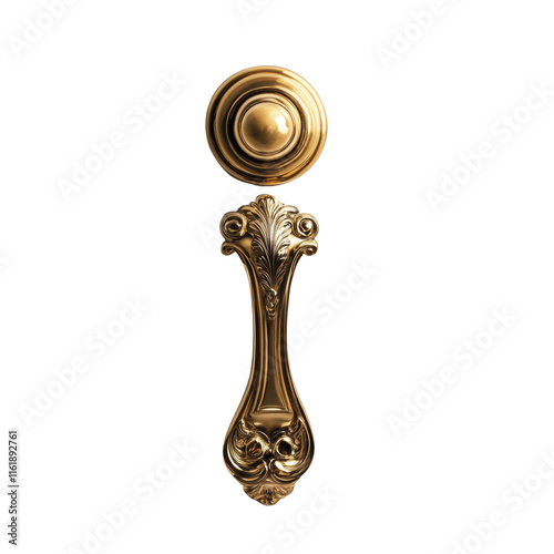 Gold door pull features ornate detailing and elegant design.