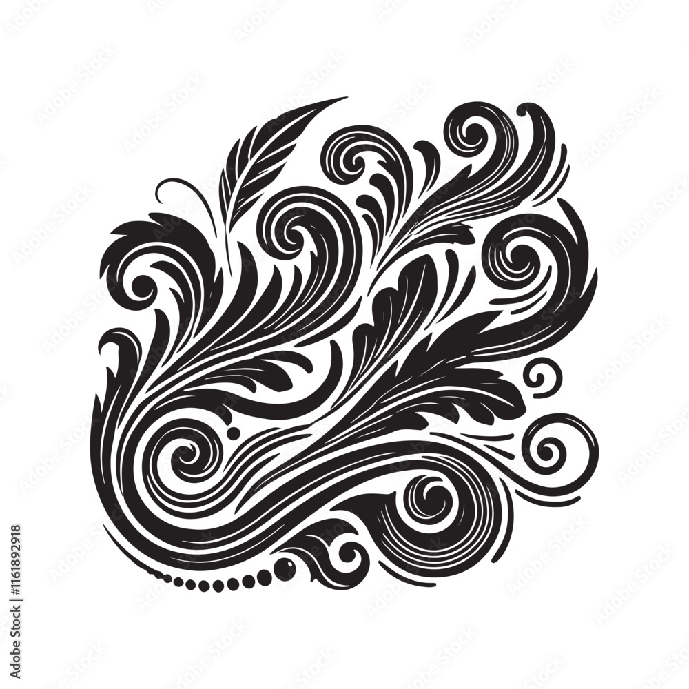 Fototapeta premium Curling Silhouette Vector Illustration, Solid White Background.