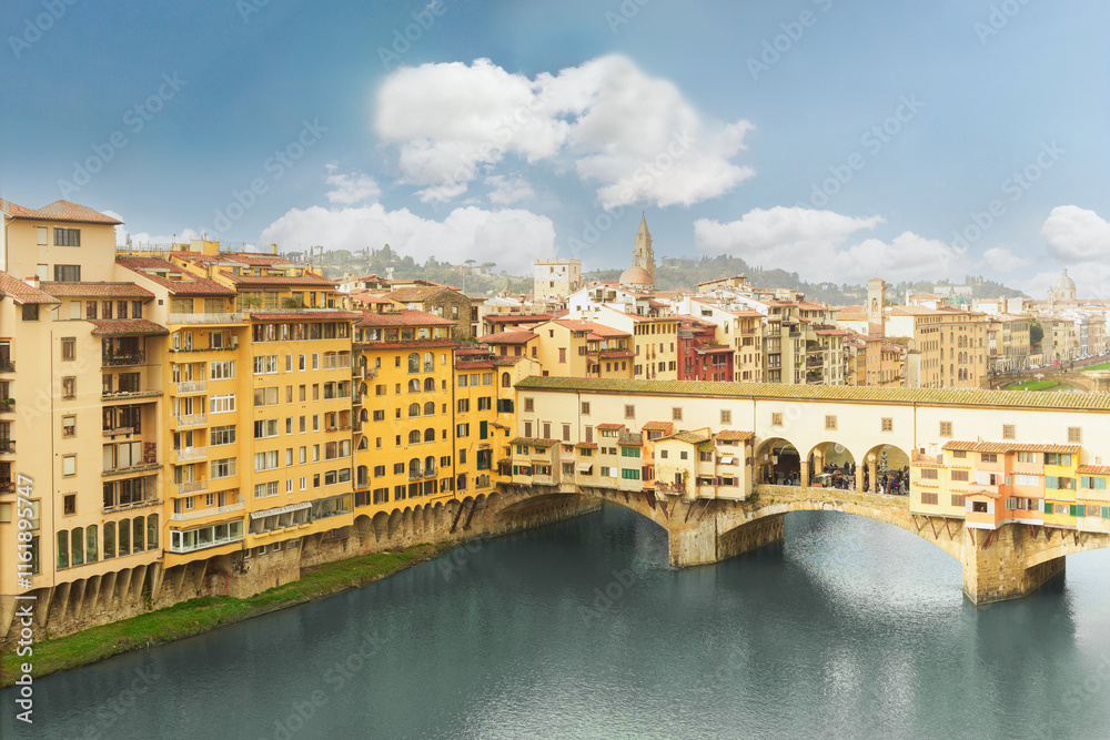Naklejka premium Panoramic view of Florence with the Arno River
