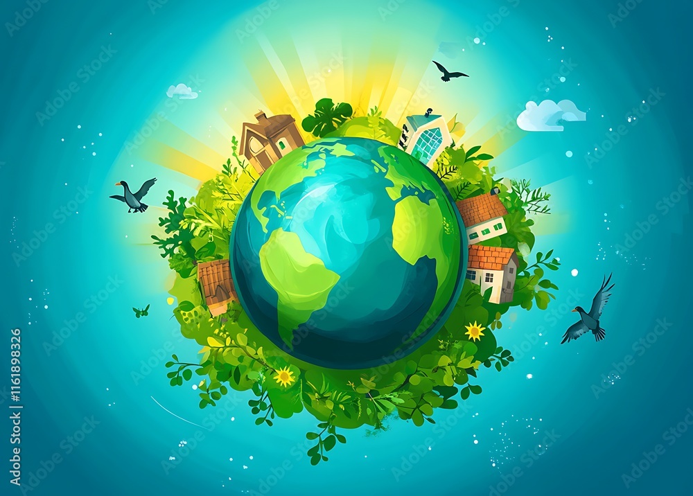 World Environment Day poster design with Earth and nature elements World Environment Day poster design with Earth and nature elements
