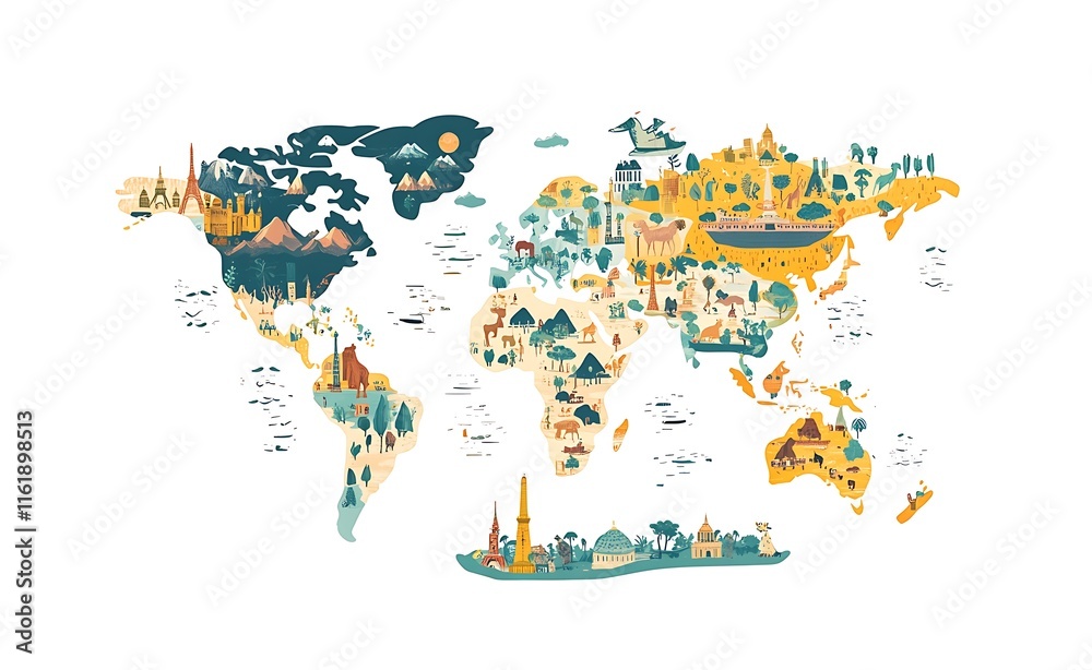 Obraz premium World map, a simple vector graphic design on a white background