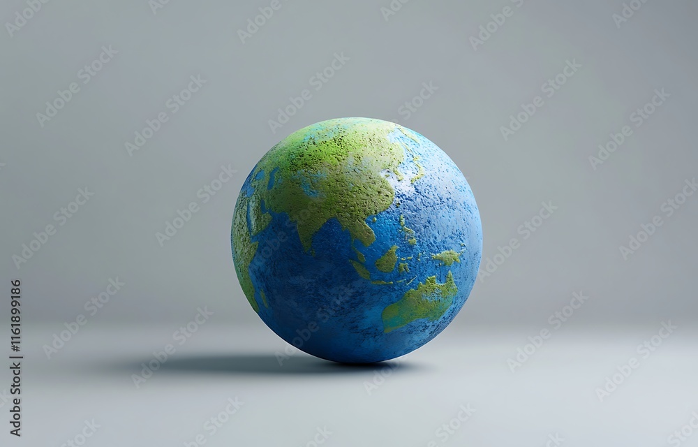 3D cartoon clay icon of the Earth, in blue and green colors, earth day concept 3D cartoon clay icon of the Earth, in blue and green colors, earth day concept