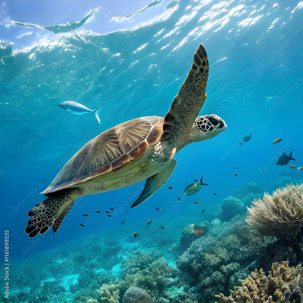 Obraz premium turtle swimming in sea