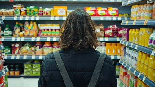 Exploring Aisles Filled with Colorful Products: A Moment in the Grocery Store