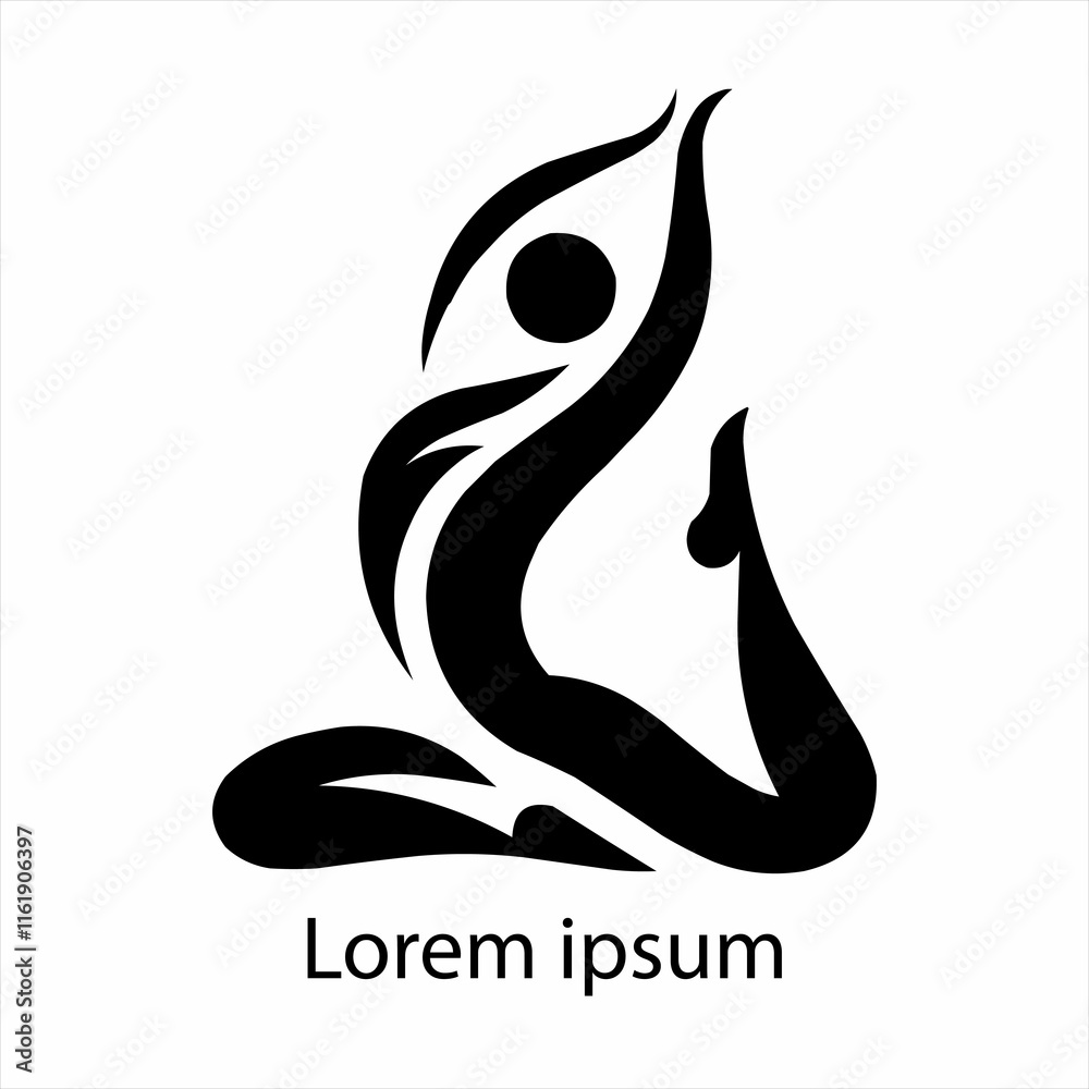 Naklejka premium Abstract Yoga Logo template design Human pose icon