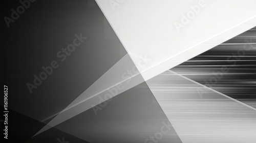 Classic black and white Geometric Abstract photograph, long exposure capturing motion trails, elegant timeless aesthetic, half negative space