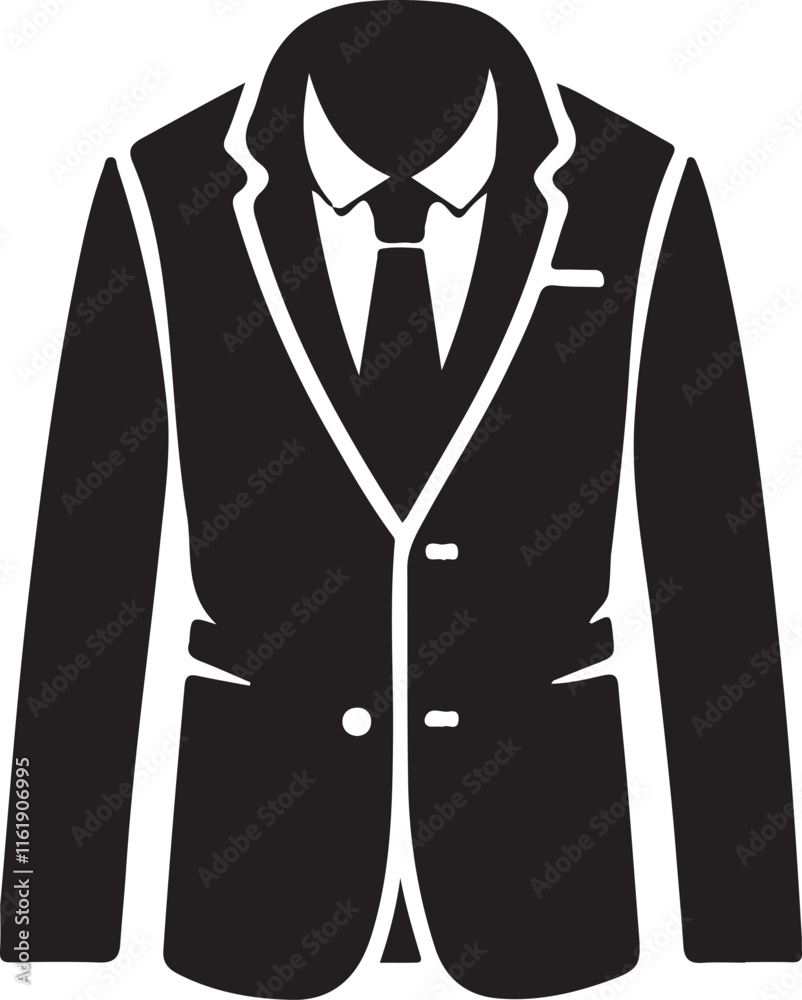 Elegant Black Silhouette Suit Illustration for Business Professionals Elegant Black Silhouette Suit Illustration for Business Professionals