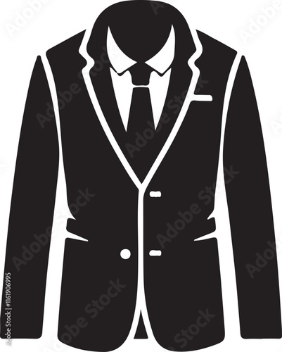 Elegant Black Silhouette Suit Illustration for Business Professionals