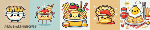 Pasta animation vector collection