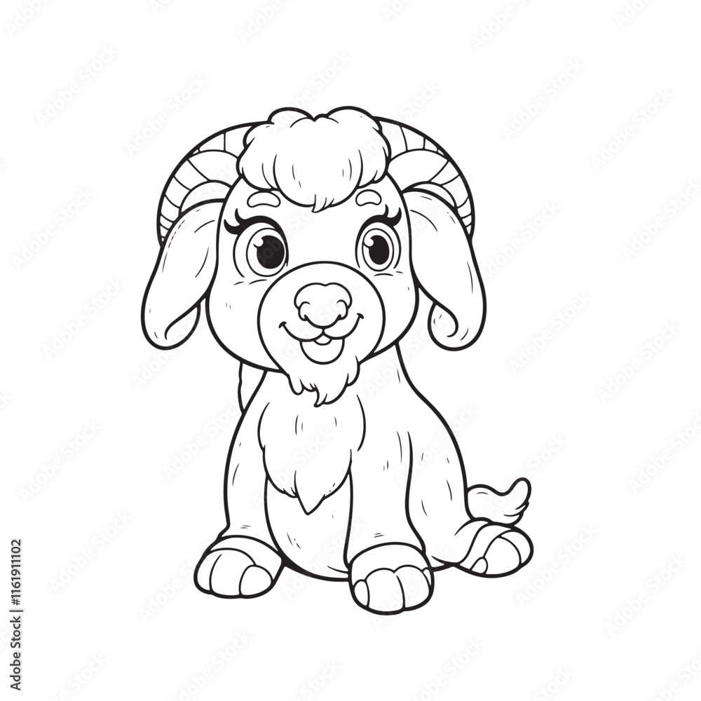 Goat line art vector on white background Goat line art vector on white background