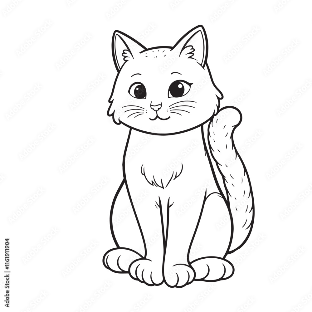 Fototapeta premium Cat line art vector on white background 