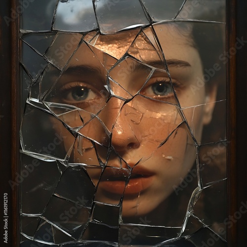 Fractured Visage A Captivating Portrait of Emotional Depth and Fragmented Beauty