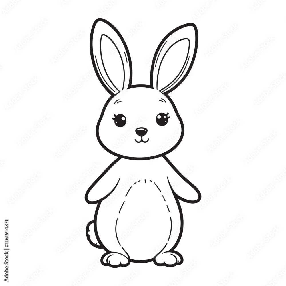 Rabbit line art vector on white background Rabbit line art vector on white background