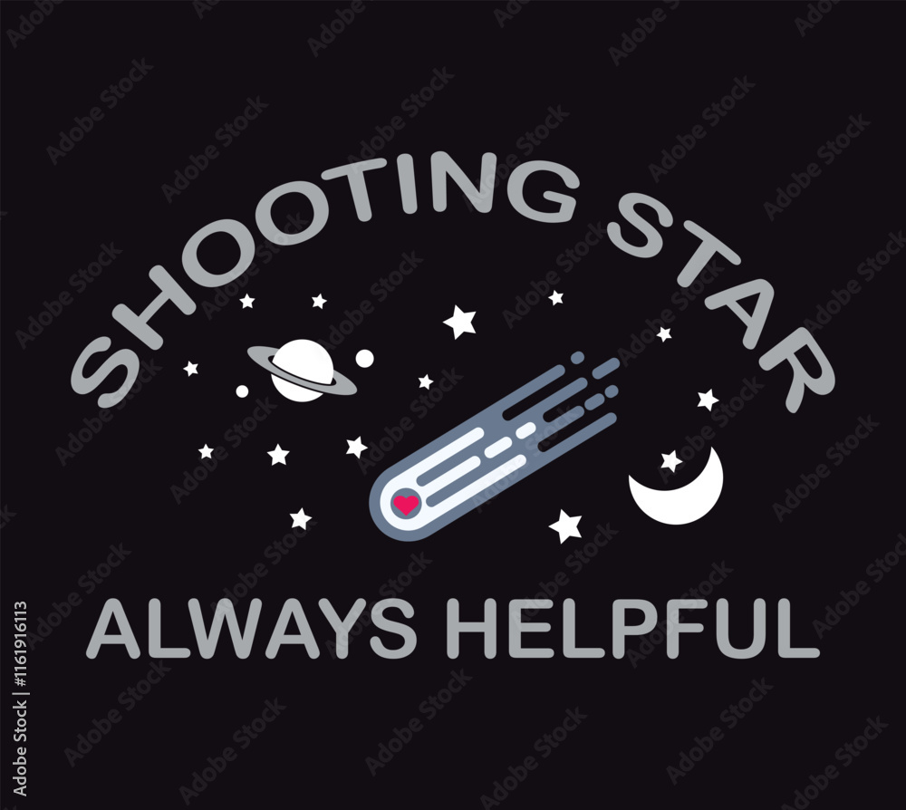 Shooting star vector and lettering banner poster