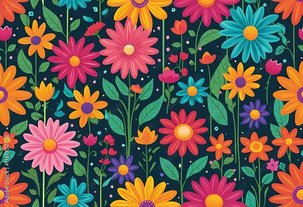 Vibrant Colorful Flowers Blooming In A Garden