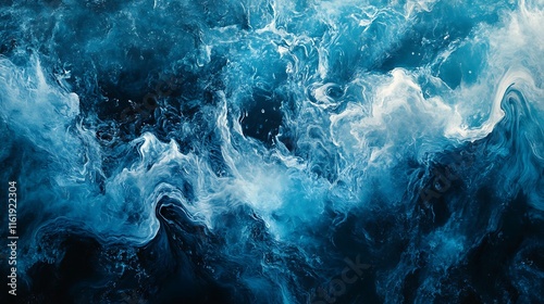 Pure blue  and white  water texture of the ocean sea with foam from and waves, blue sea water texture, blue clear water surface texture with ripples, splashes, Abstract summer banner backgroud