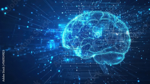 Wallpaper Mural A futuristic digital representation of a brain, symbolizing advanced technology, data processing, and artificial intelligence. Torontodigital.ca