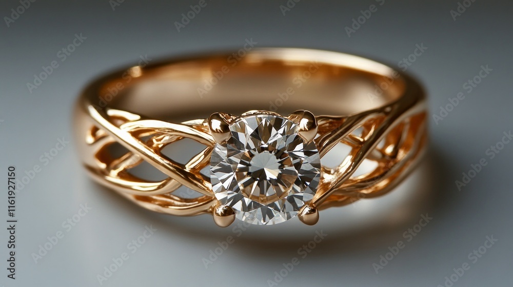 A gold and white ring with a diamond in the center A gold and white ring with a diamond in the center