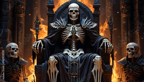 The Burning Throne of the Skeletal King: A Digital Masterpiece