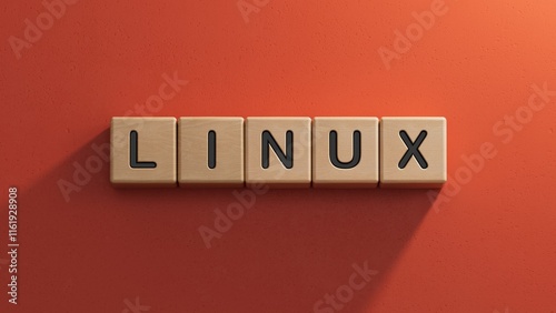 Canvas Print LINUX - word on wooden cubes