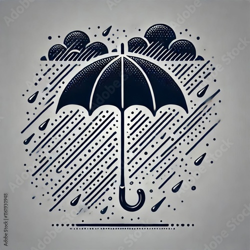 Umbrella Rain An open umbrella shape in black with a few diagona