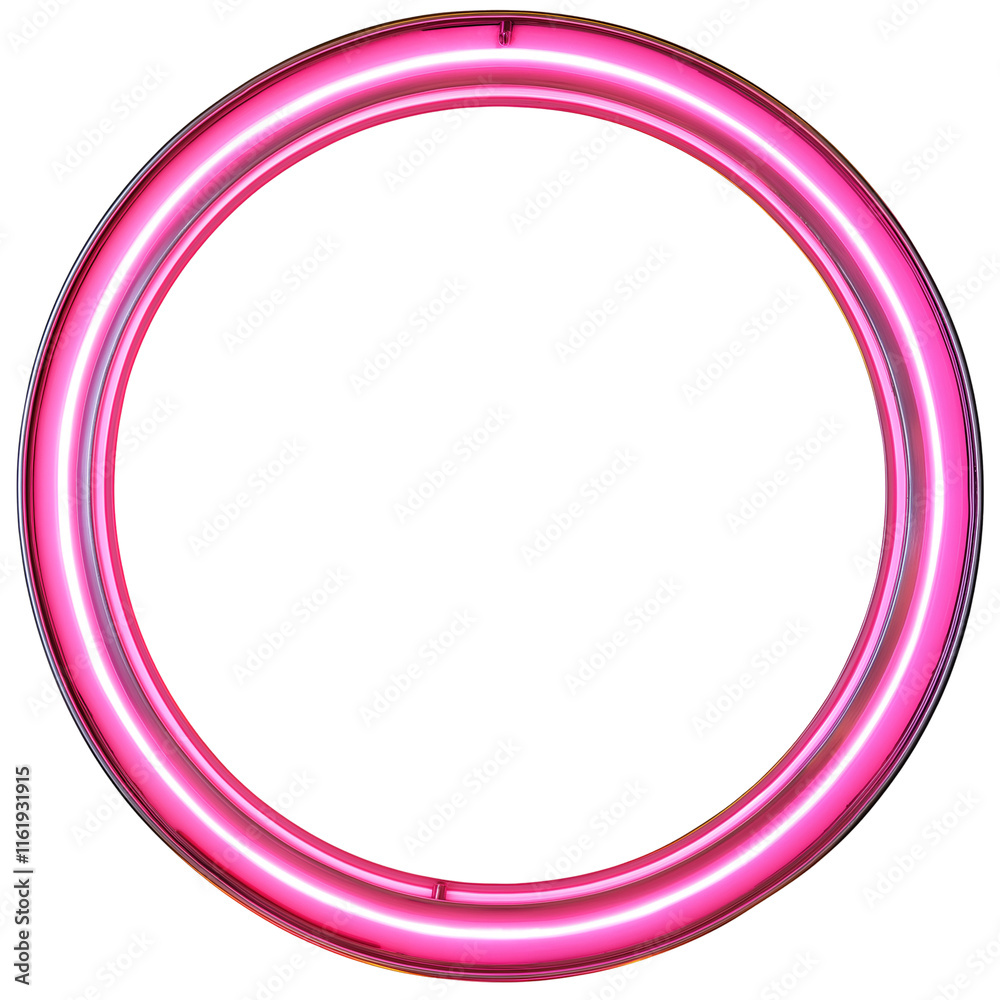 Circular neon frame in bright pink, glowing effect, Isolated on transparent or white background cut out Circular neon frame in bright pink, glowing effect, Isolated on transparent or white background cut out