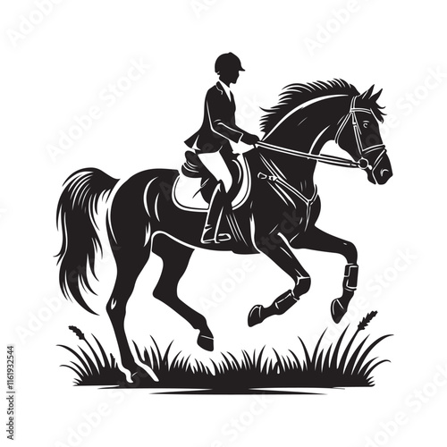 Wallpaper Mural Equestrian Silhouette Vector Illustration, Solid White Background. Torontodigital.ca