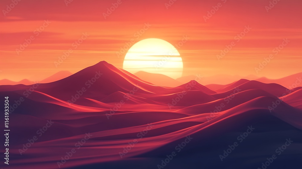 Sunset Over Rolling Desert Mountainscape Sunset Over Rolling Desert Mountainscape