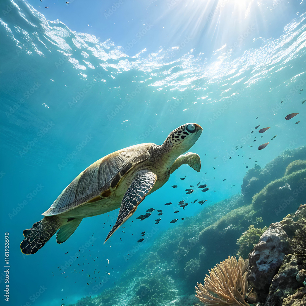 Obraz premium turtle swimming in sea