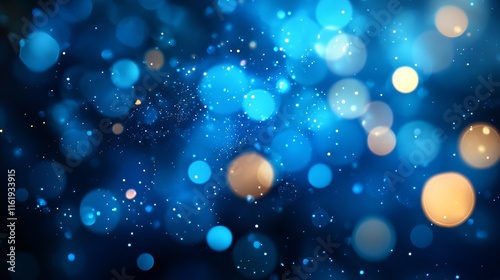 Beautiful soft blue bokeh background with glowing lights for creative designs photo