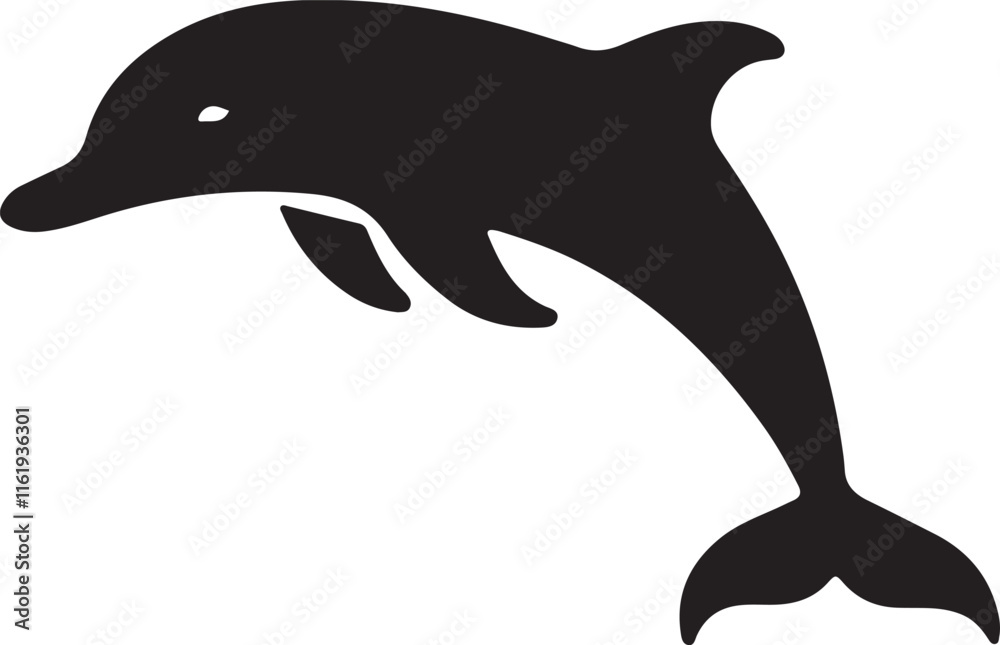 Fototapeta premium dolphin icon silhouette style vector minimal art illustration on a white background. 