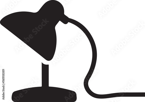 desk lamp icon silhouette style vector minimal art illustration on a white background.
