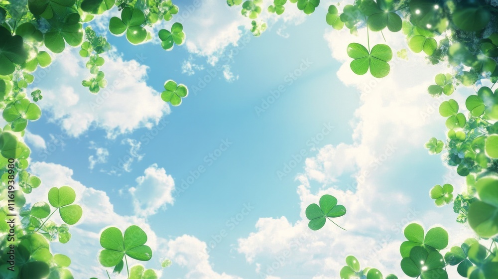 A blue sky with a few clouds and green leaves A blue sky with a few clouds and green leaves