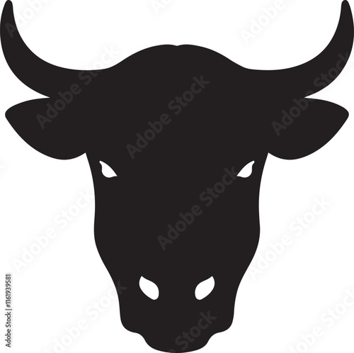cow head icon silhouette style vector minimal art illustration on a white background.
