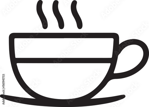 coffee cup icon silhouette style vector minimal art illustration on a white background.
