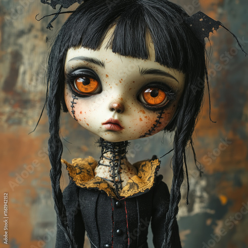 Creepy stitched up gothic style Japanese doll  photo