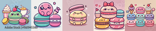 Collection of cute mochi cake animation vectors