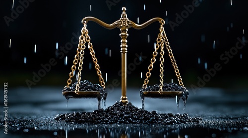 Symbolic Scales of Equality: A Thought-Provoking Scene Highlighting Social Issues with Chains and Balance photo