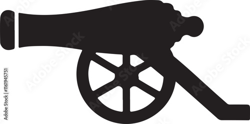 cannon icon silhouette style vector minimal art illustration on a white background.

