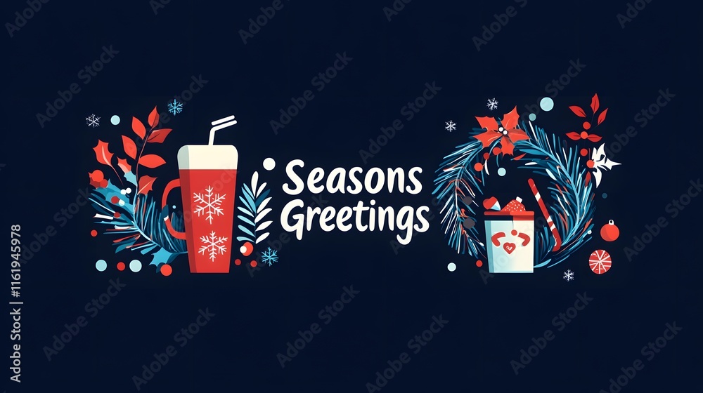 Obraz premium Festive Season Greetings Winter Holiday Beverage Design